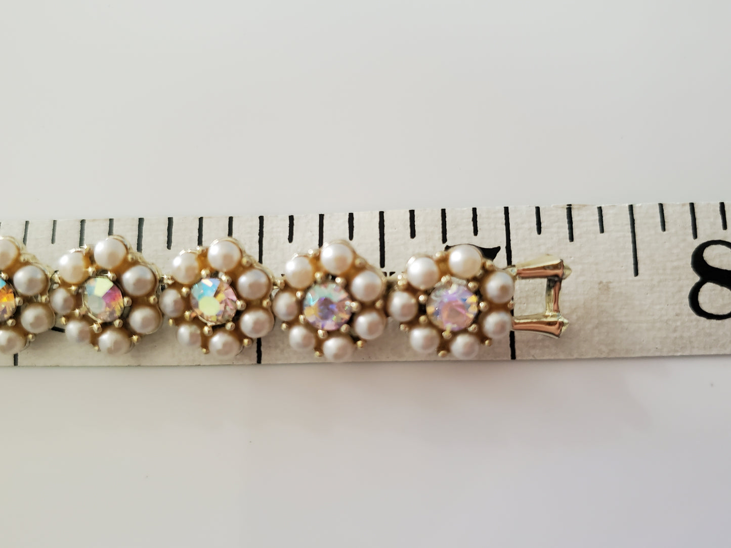 Vintage Kramer Designer Pearl and AB Rhinestone Flower Bracelet