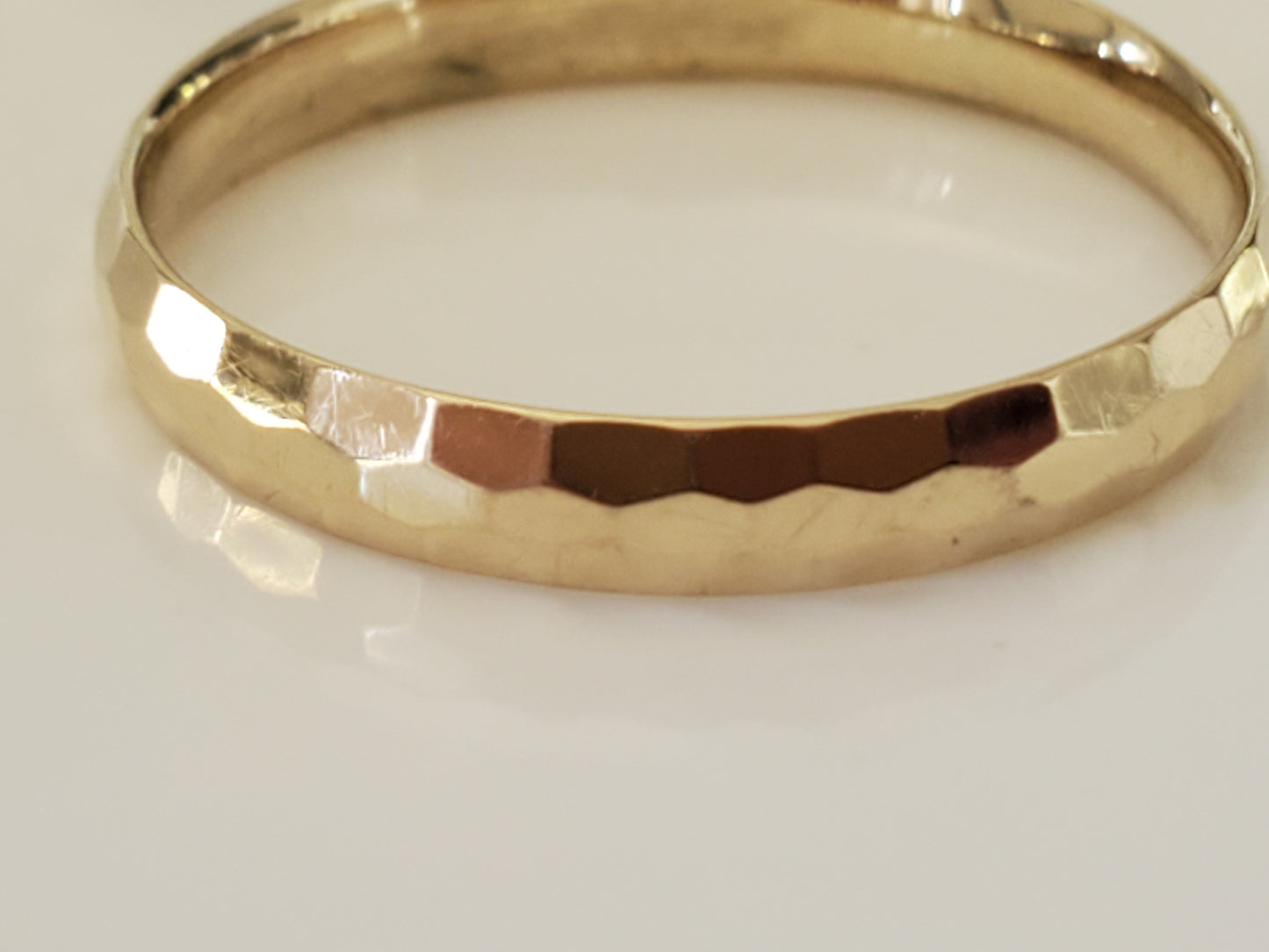 Vintage 14K Solid Gold Hammered Design Ring Band, Made in Turkey