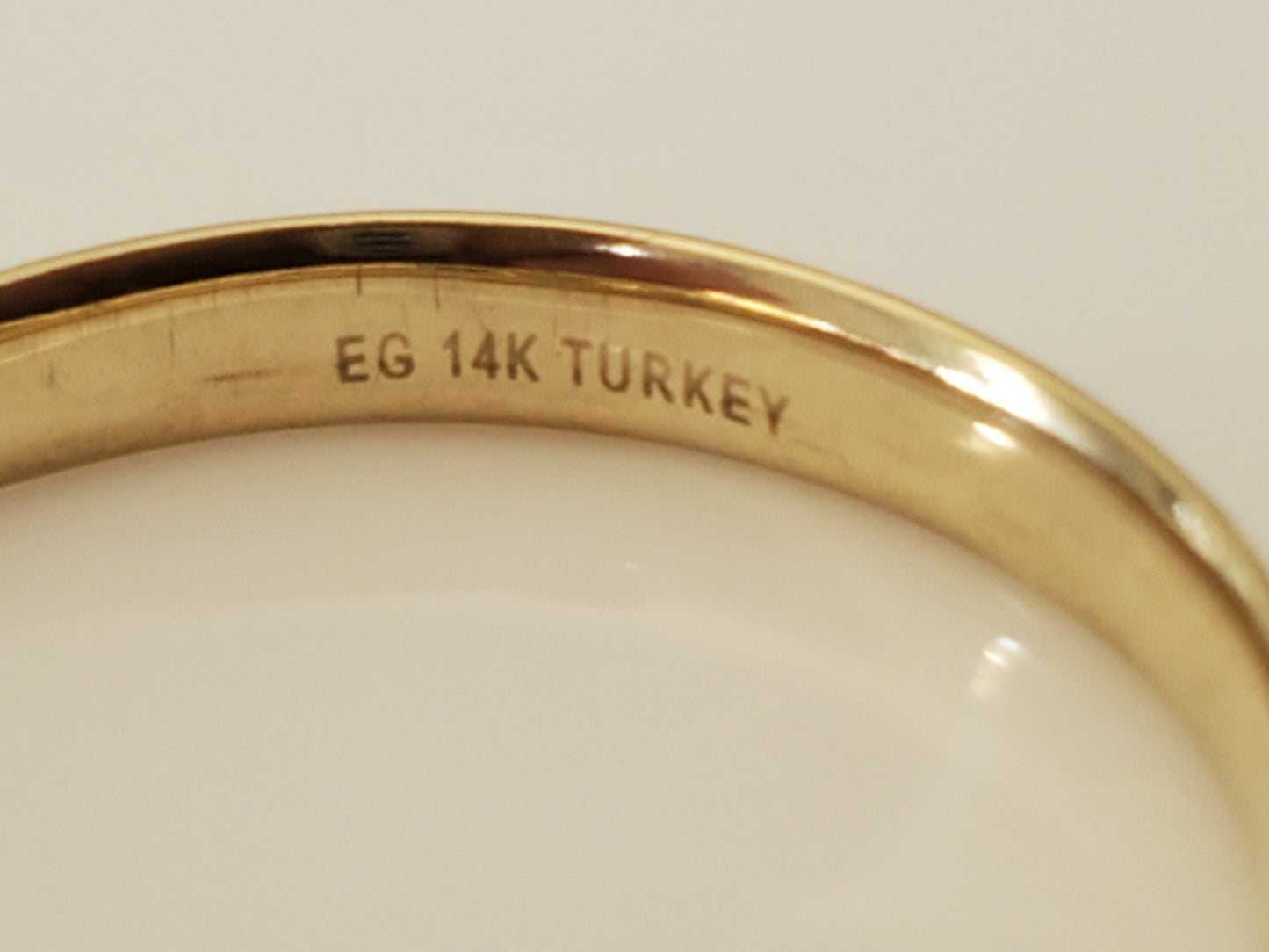 Vintage 14K Solid Gold Hammered Design Ring Band, Made in Turkey