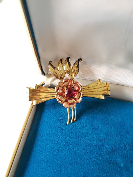 Vintage 1940s Gold-fill Harry Iskin Floral Brooch