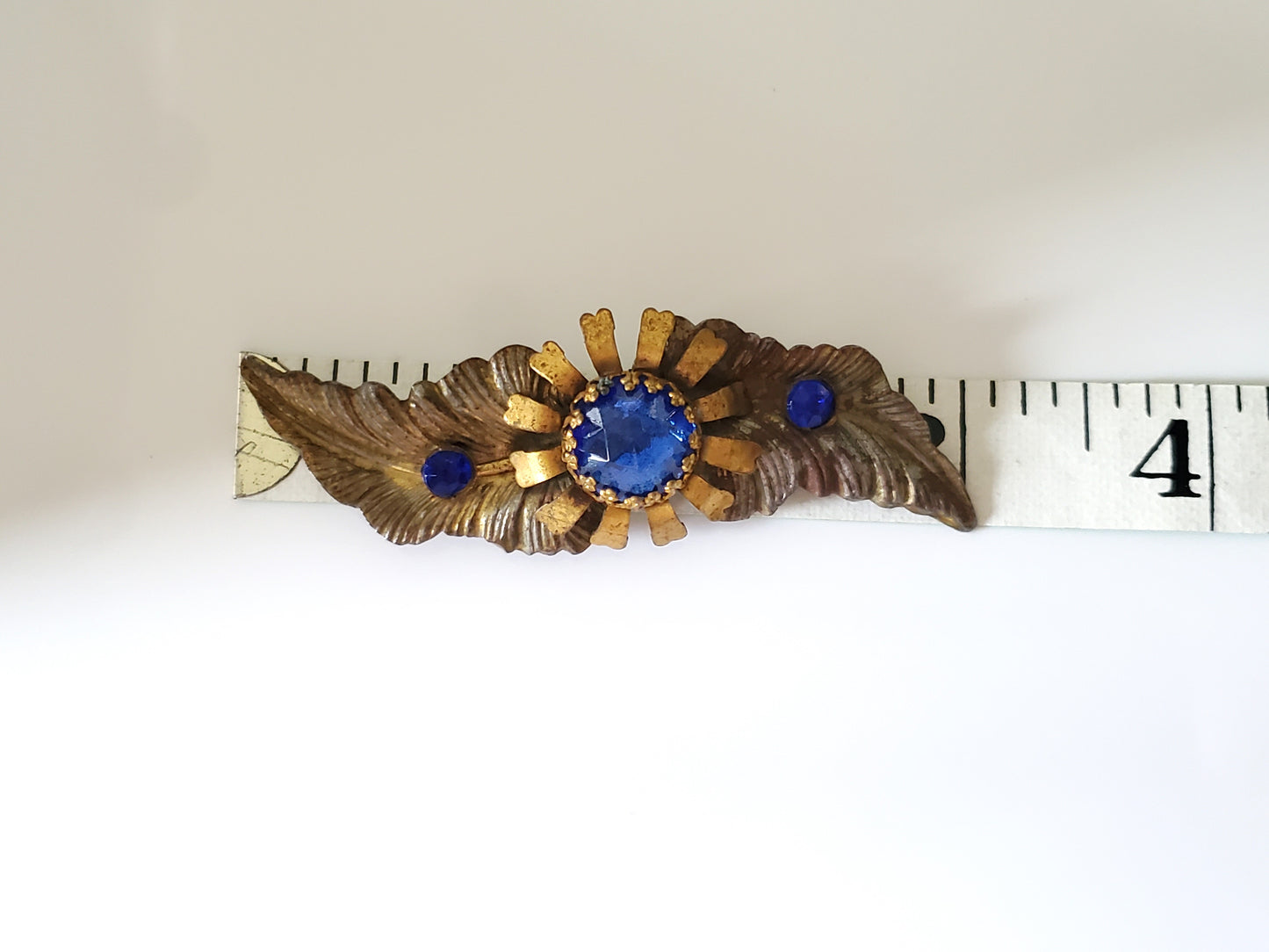 Vintage C-Clasp Blue Stone Floral Blue Stone Brooch