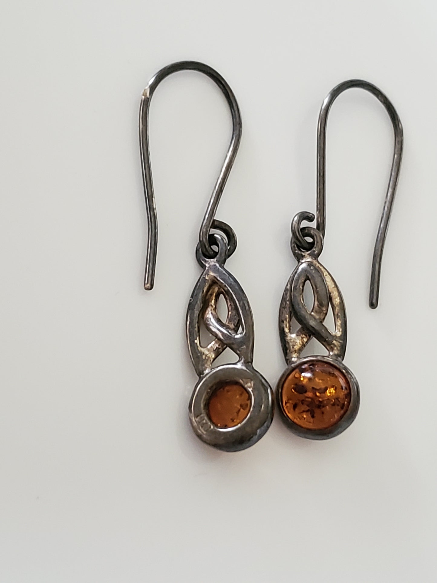 Vintage Silver Plate Amber Ring and Earring Set