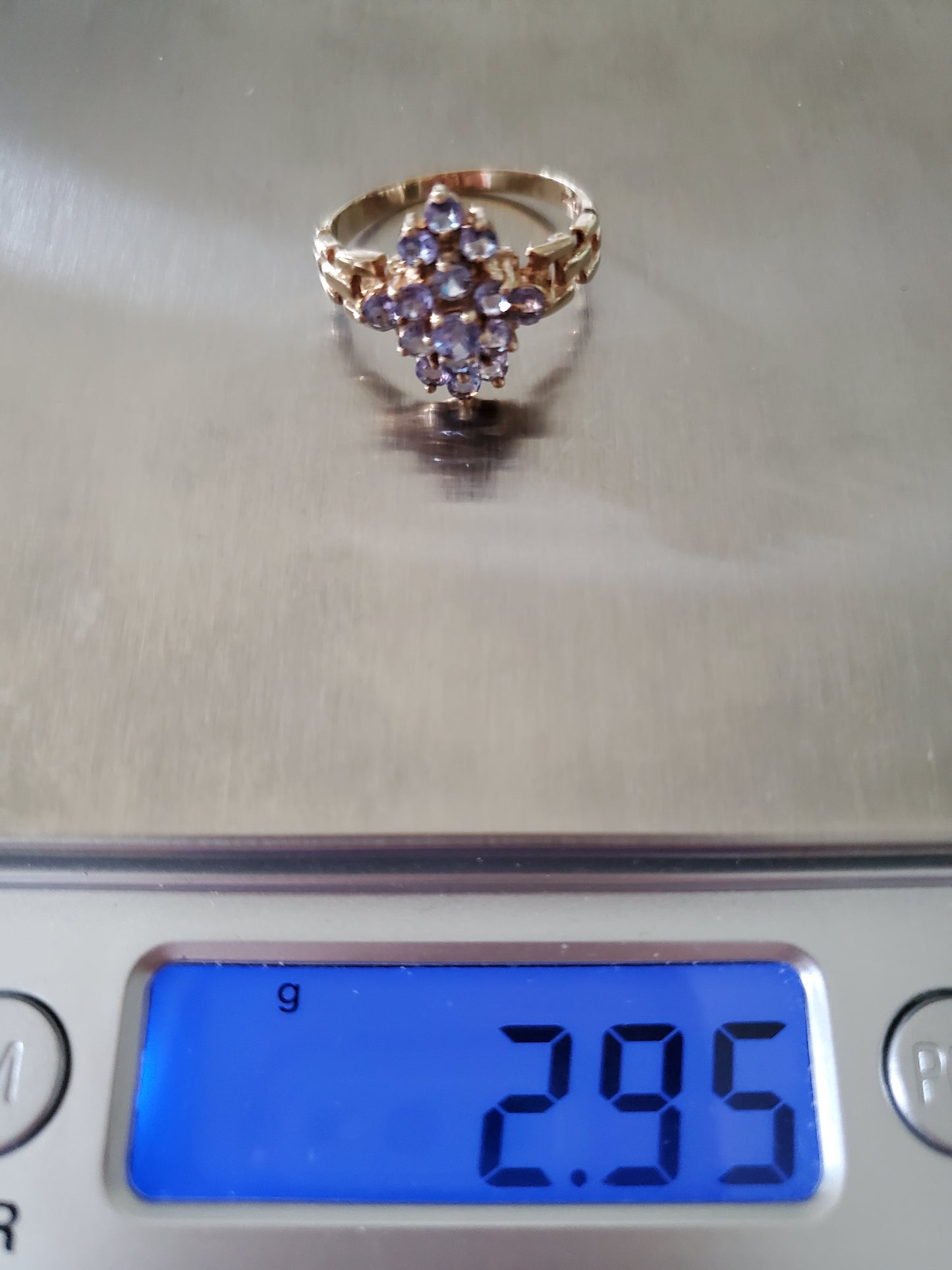 Vintage 10K Tanzanite Cluster Chain Link Ring