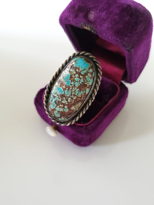 Vintage Large Blue Turquoise Statement Ring