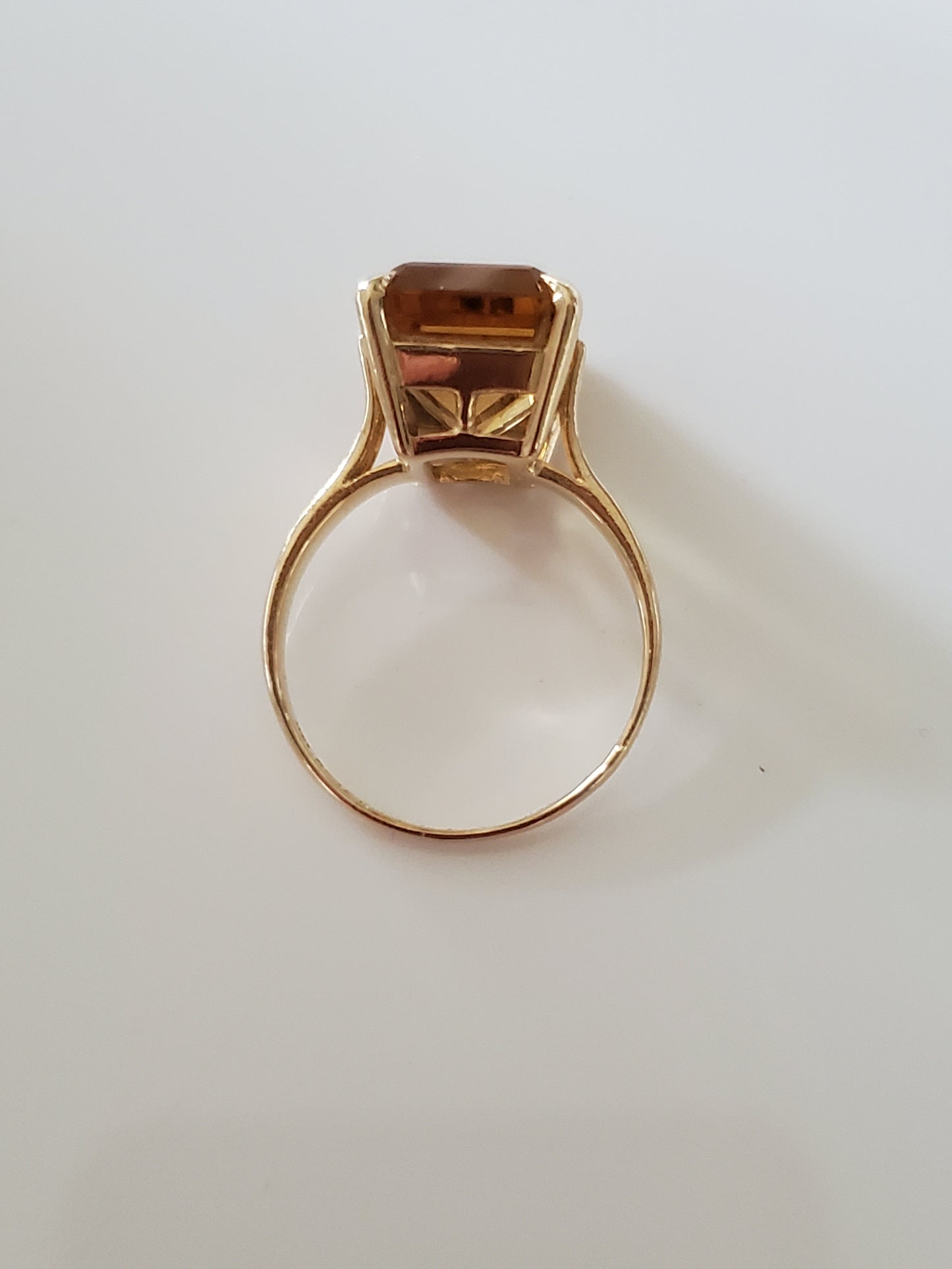 Vintage 14K Solid Gold Emerald cut Citrine Ring