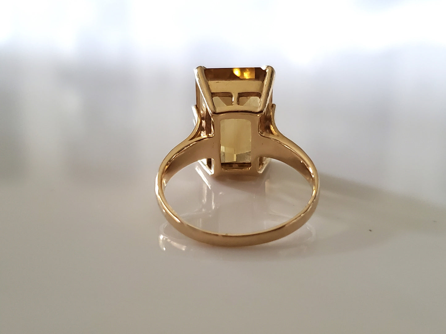 Vintage 14K Solid Gold Emerald cut Citrine Ring