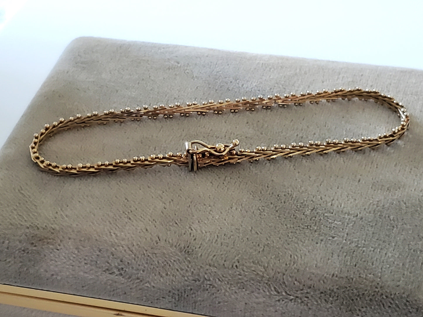 14K Imperial Gold Wheat Link Bracelet - 5.57g