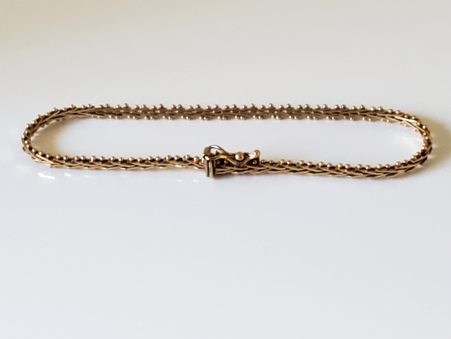 14K Imperial Gold Wheat Link Bracelet - 5.57g