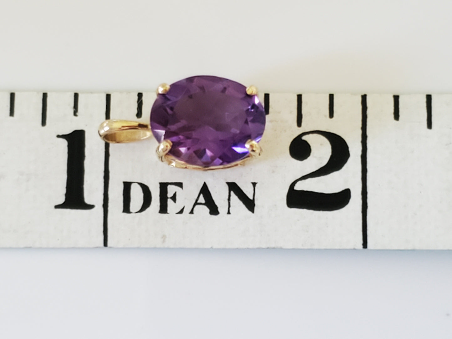 14K Solid Gold 3.2 ct Oval Amethyst Pendant