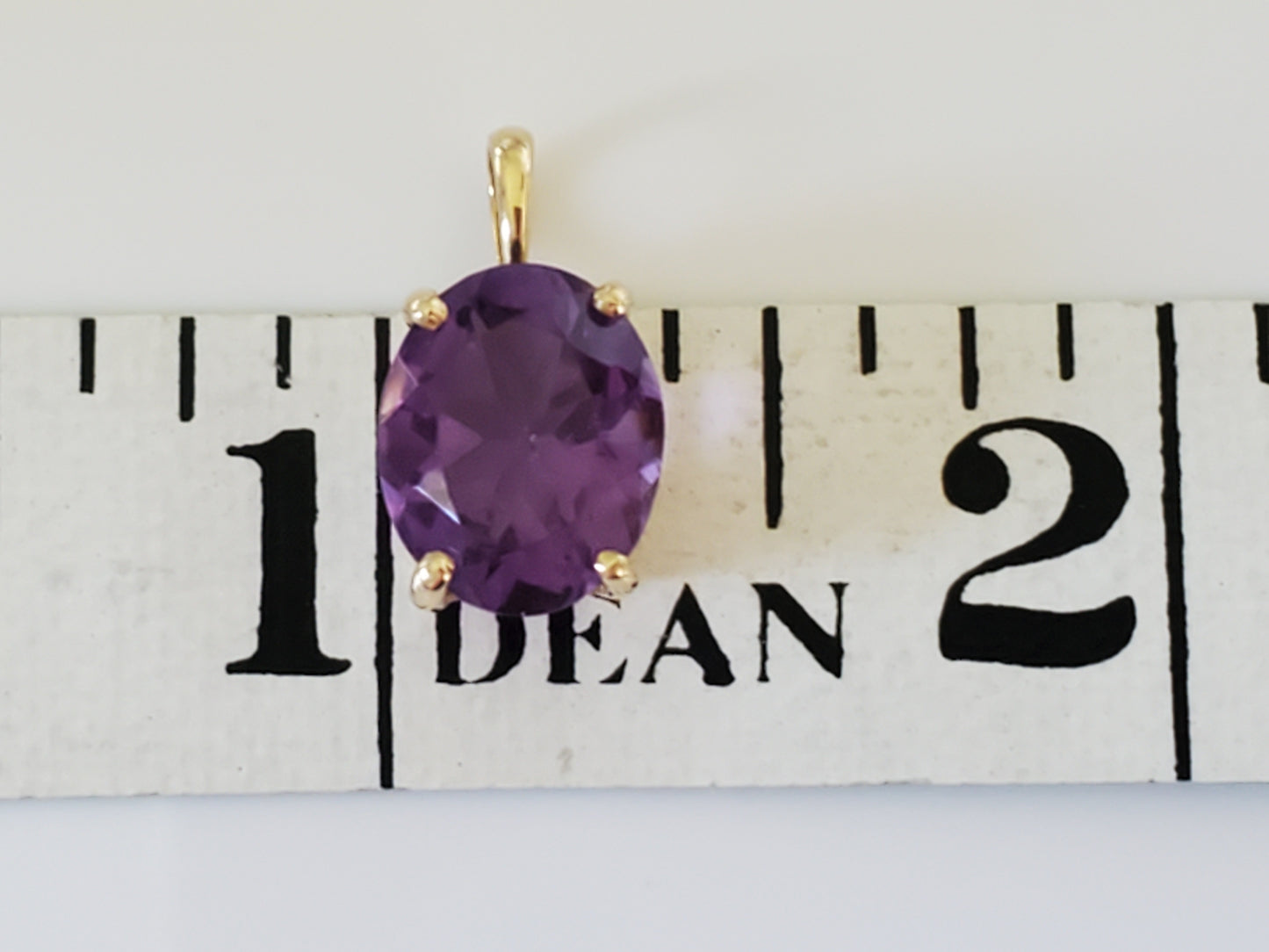 14K Solid Gold 3.2 ct Oval Amethyst Pendant