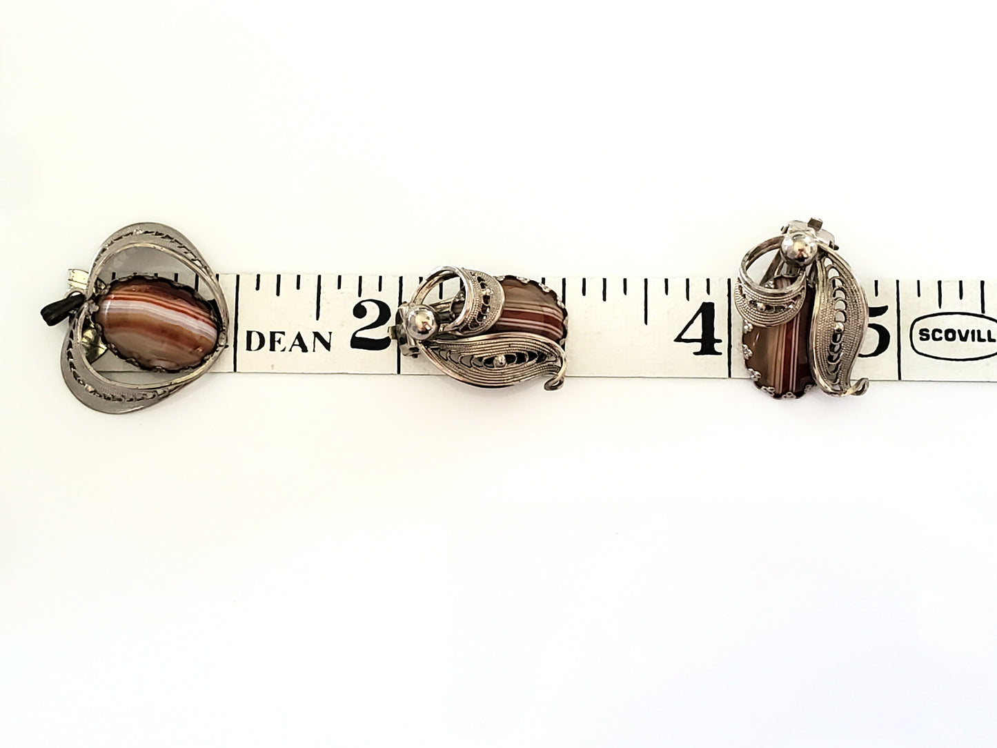 Vintage Agate West Germany Pendant and Earring Set