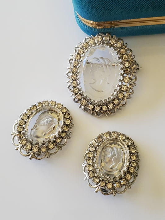 Vintage Warner Clear Intaglio Cameo Set