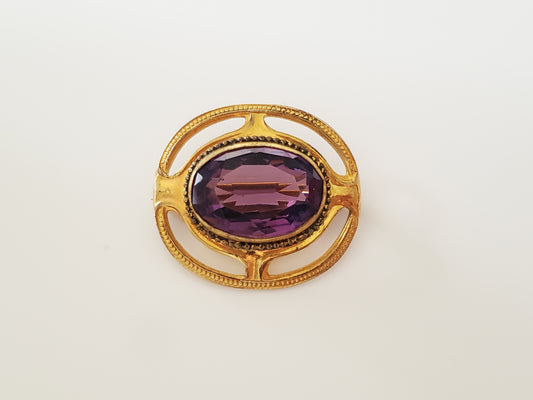 Vintage Purple Stone C-Clasp Brooch