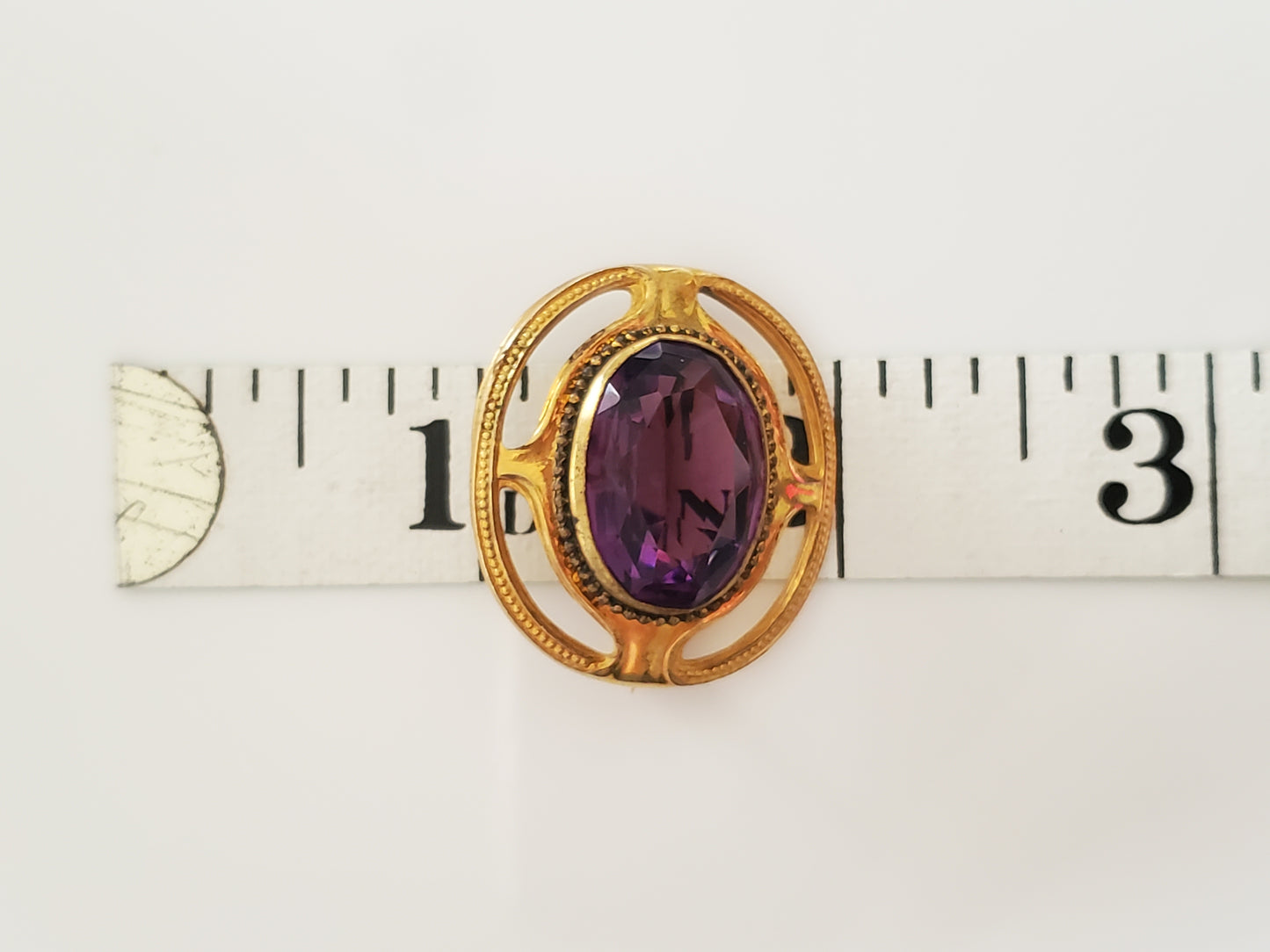 Vintage Purple Stone C-Clasp Brooch