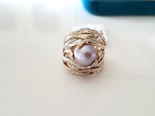 Gray Cultured Freshwater Pearl Center Sterling Silver Nest Ring by JTV