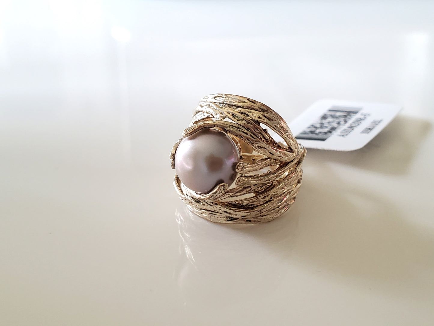 Gray Cultured Freshwater Pearl Center Sterling Silver Nest Ring by JTV