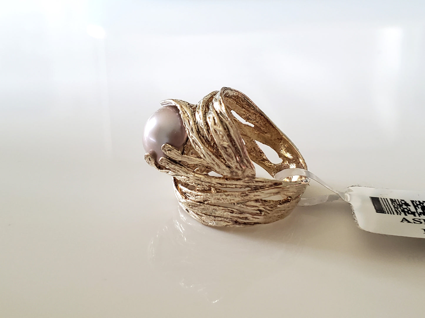 Gray Cultured Freshwater Pearl Center Sterling Silver Nest Ring by JTV