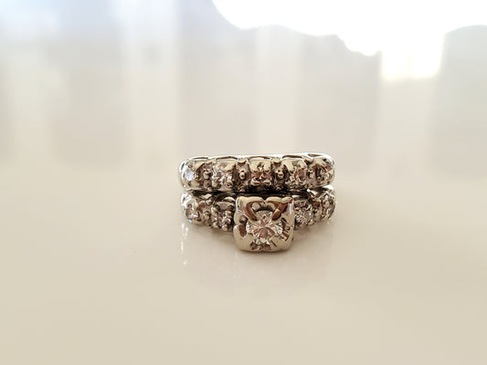 Vintage Mid-century 14K White Gold Diamond Ring