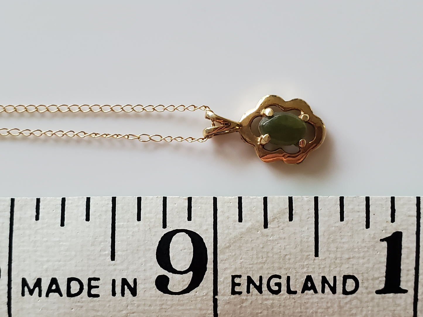 14K Gold Delicate Chain with Small Jade Pendant