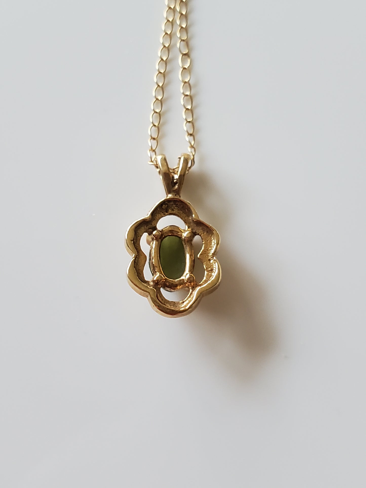 14K Gold Delicate Chain with Small Jade Pendant