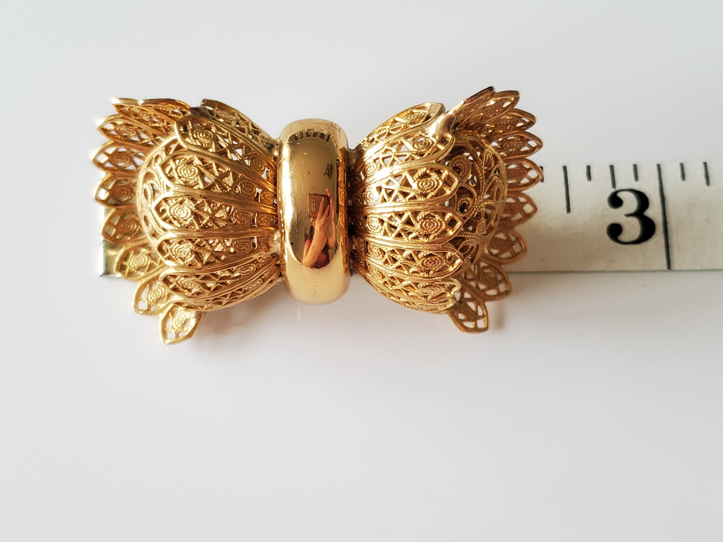 Vintage Gold-fill Filigree Bow-tie Brooch