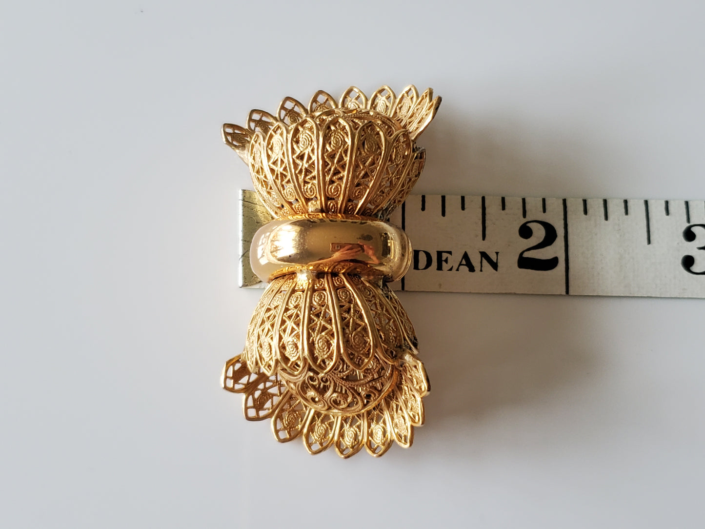 Vintage Gold-fill Filigree Bow-tie Brooch