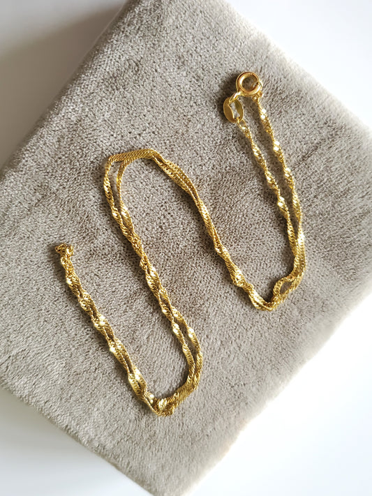 14K Solid Gold Wheat Chain Necklace with Spring Clasp