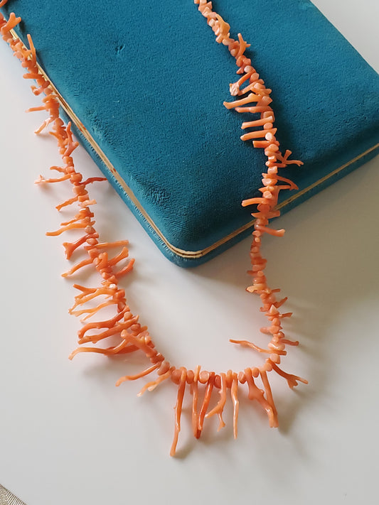 Vintage Baby Coral Branch Angel Skin Necklace