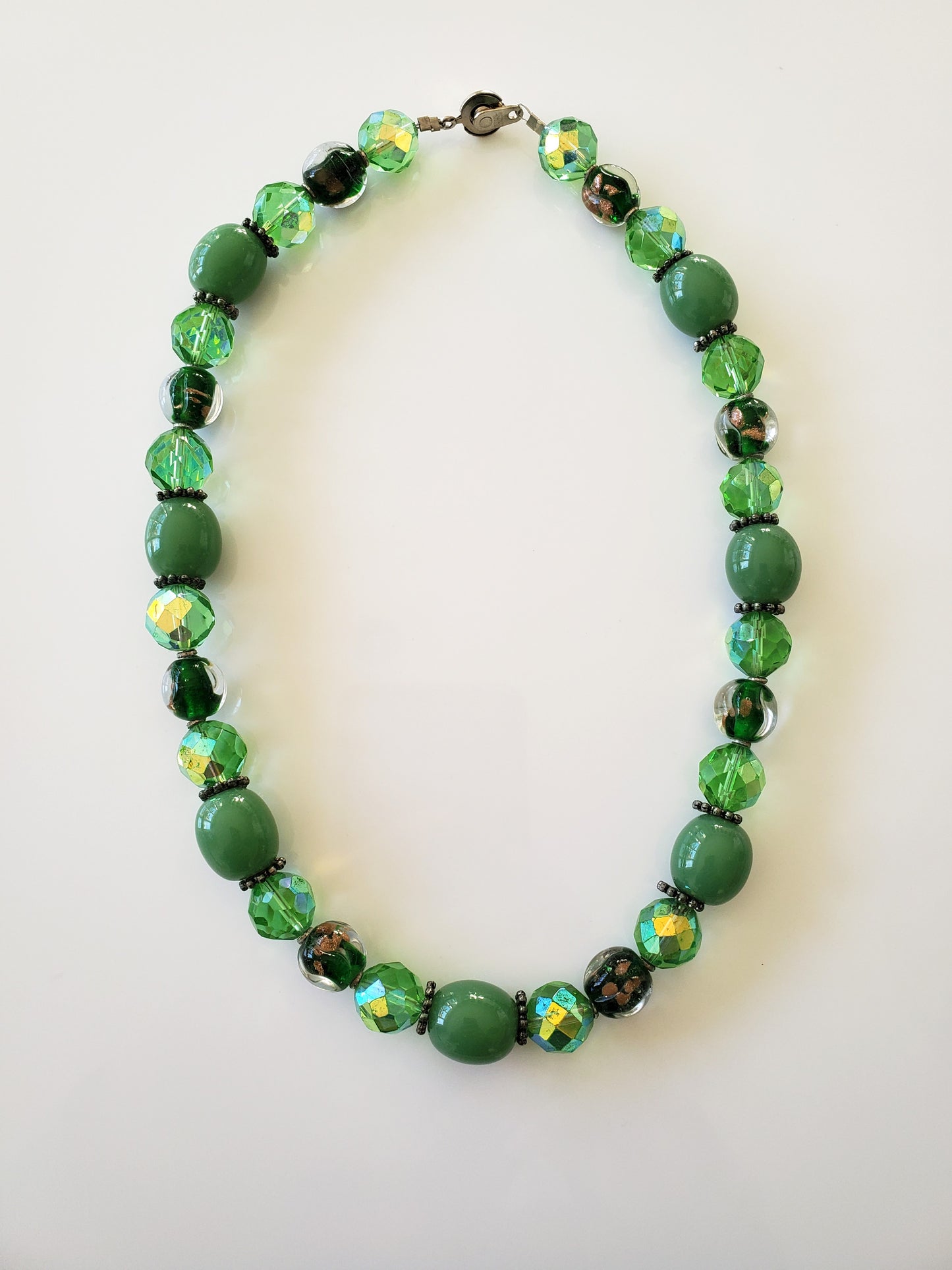 Green Glass Beaded Choker Necklace