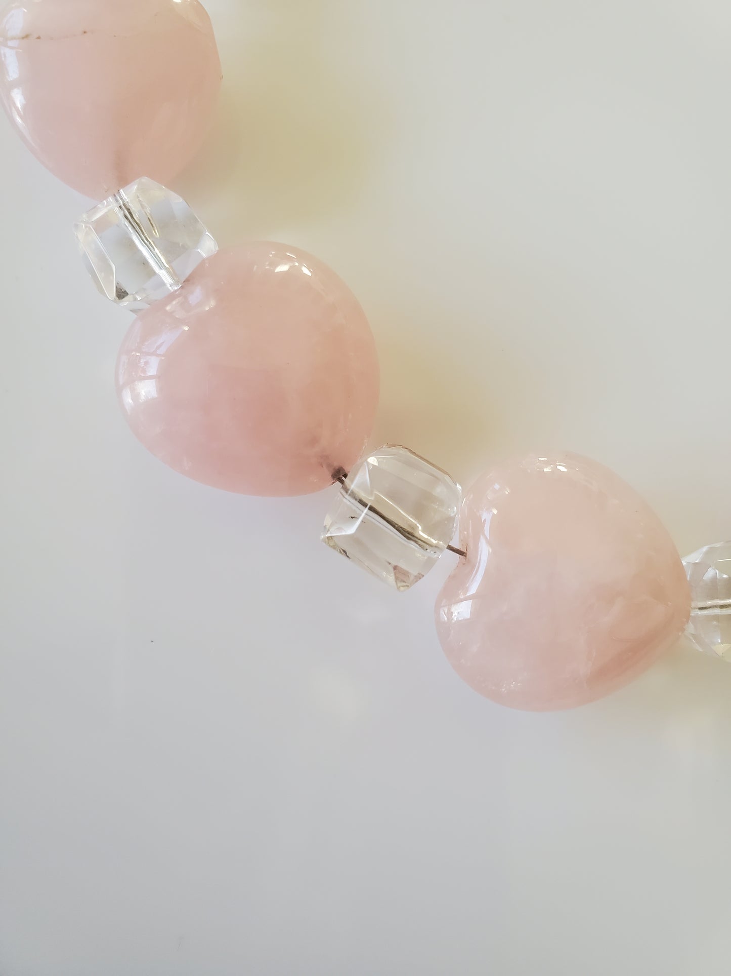 Rose Quartz and Clear Glass Beaded Choker Necklace