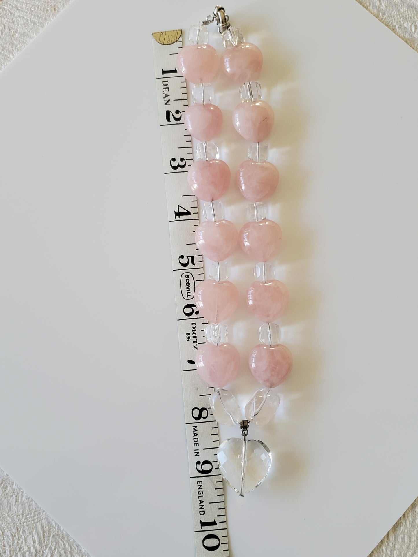 Rose Quartz and Clear Glass Beaded Choker Necklace