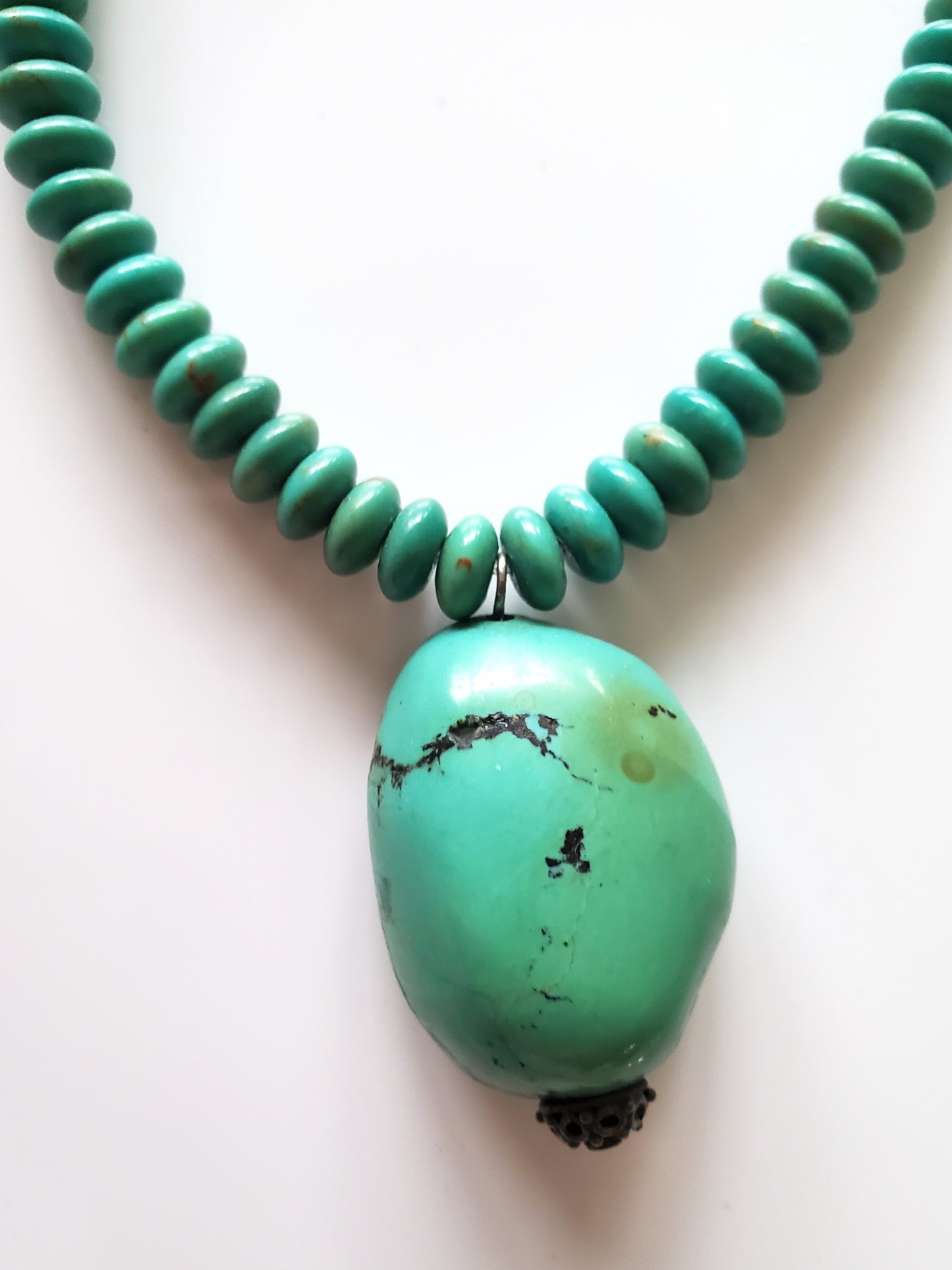 Vintage Chinese Rondelle Turquoise Necklace