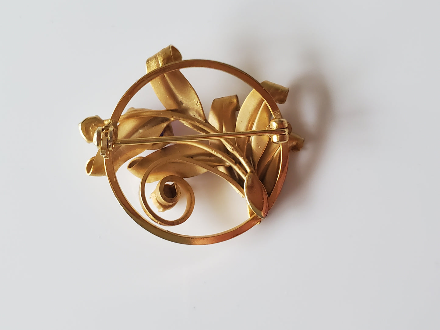 Vintage Purple Stone and Pearl Lily Brooch