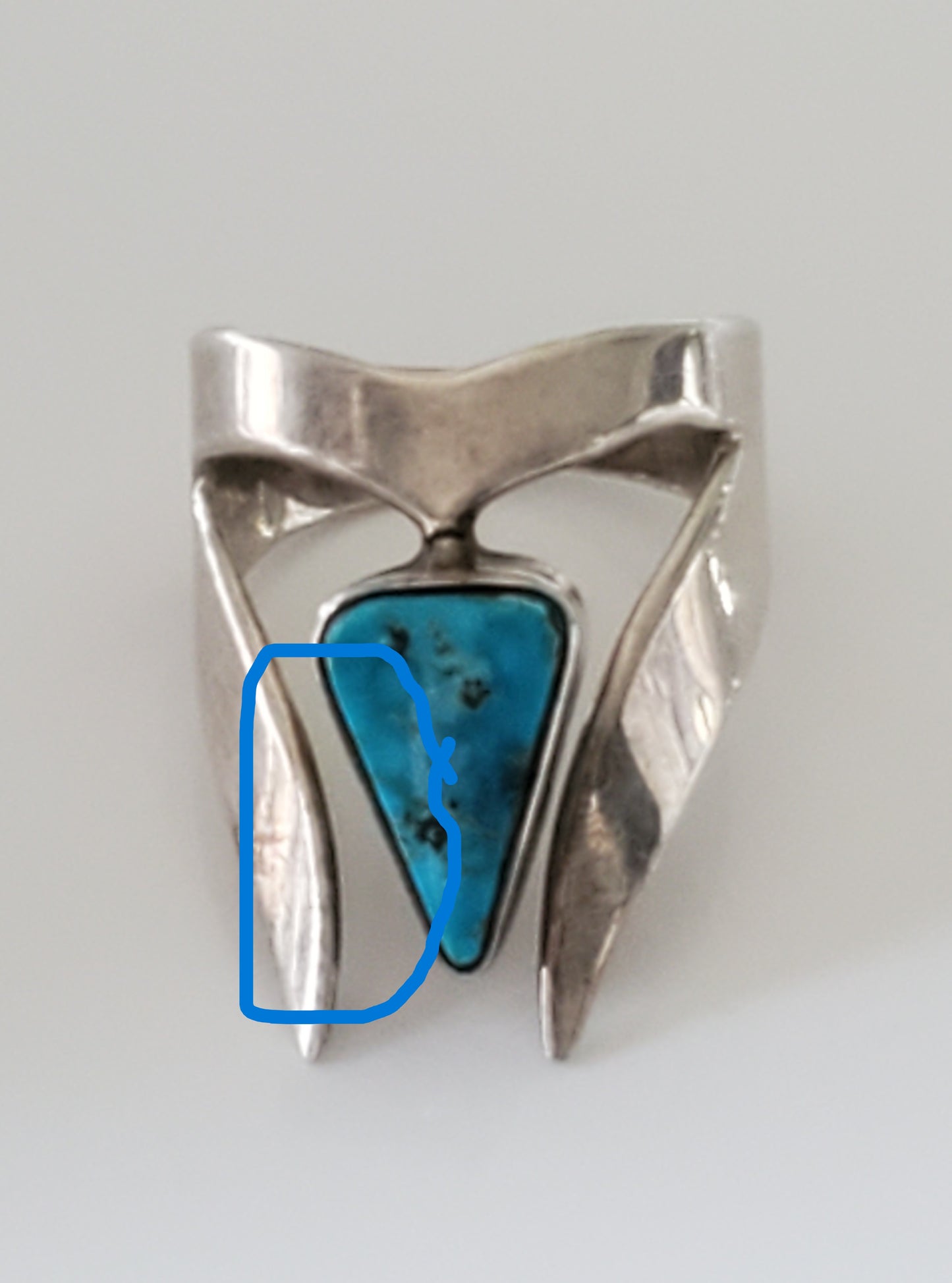 Vintage JB Designer Sterling Silver Turquoise Ring