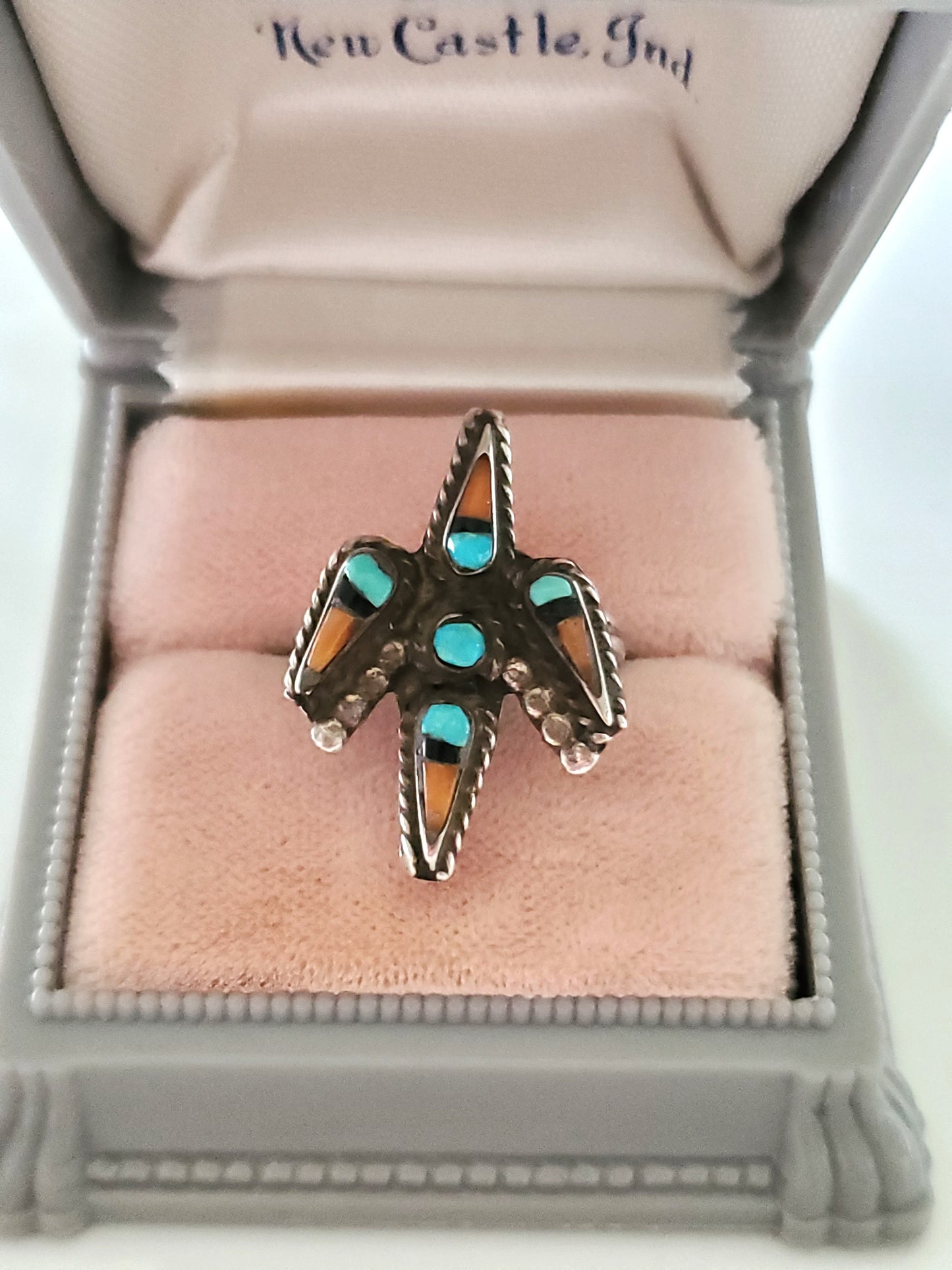 Vintage Native American Zuni Sterling Silver Thunderbird Ring