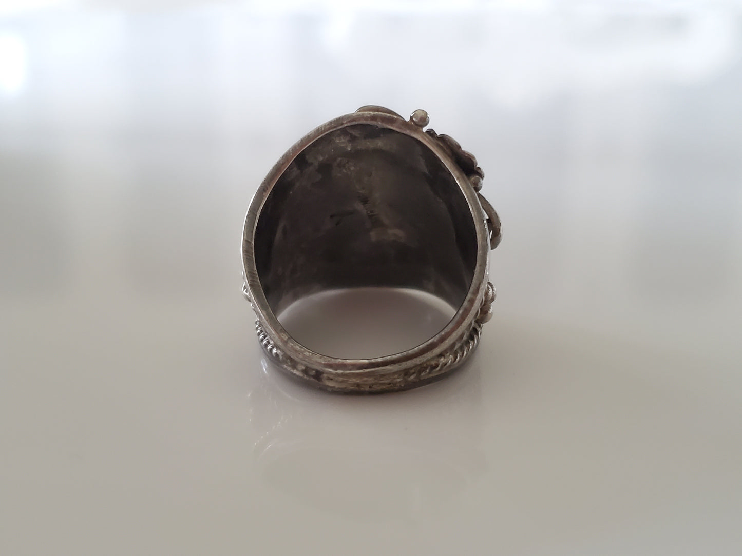 Beautiful Sterling Silver Navajo Turquoise Floral Ring