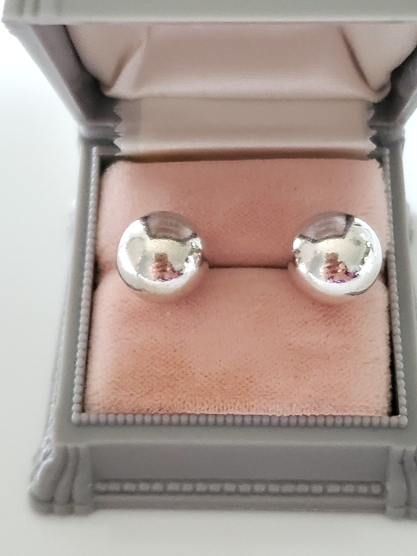 Vintage Sterling Silver Hollow Ball Stud Earrings