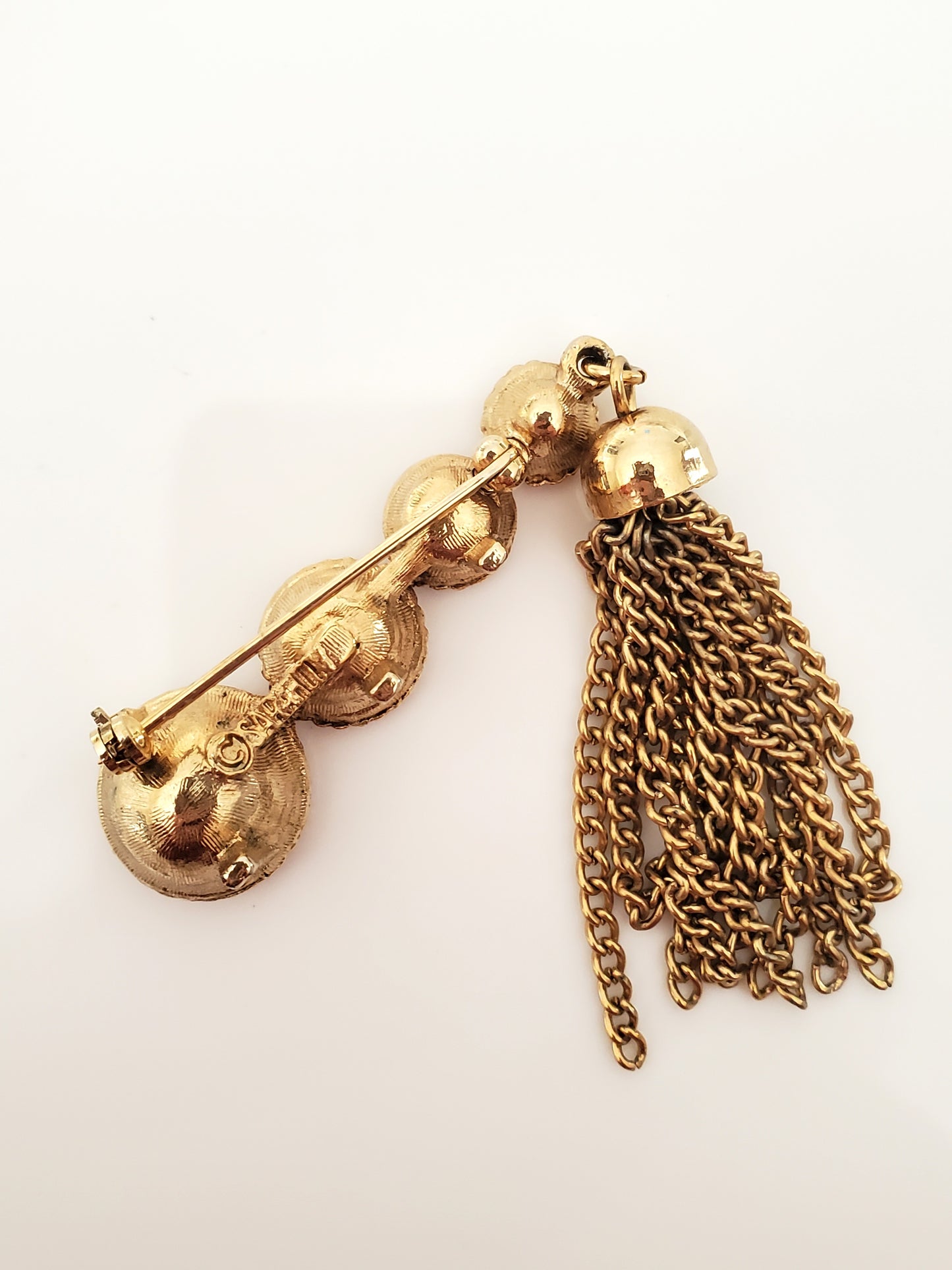 Vintage Sara Coventry brooch with Pink Rhinestones and Tassel