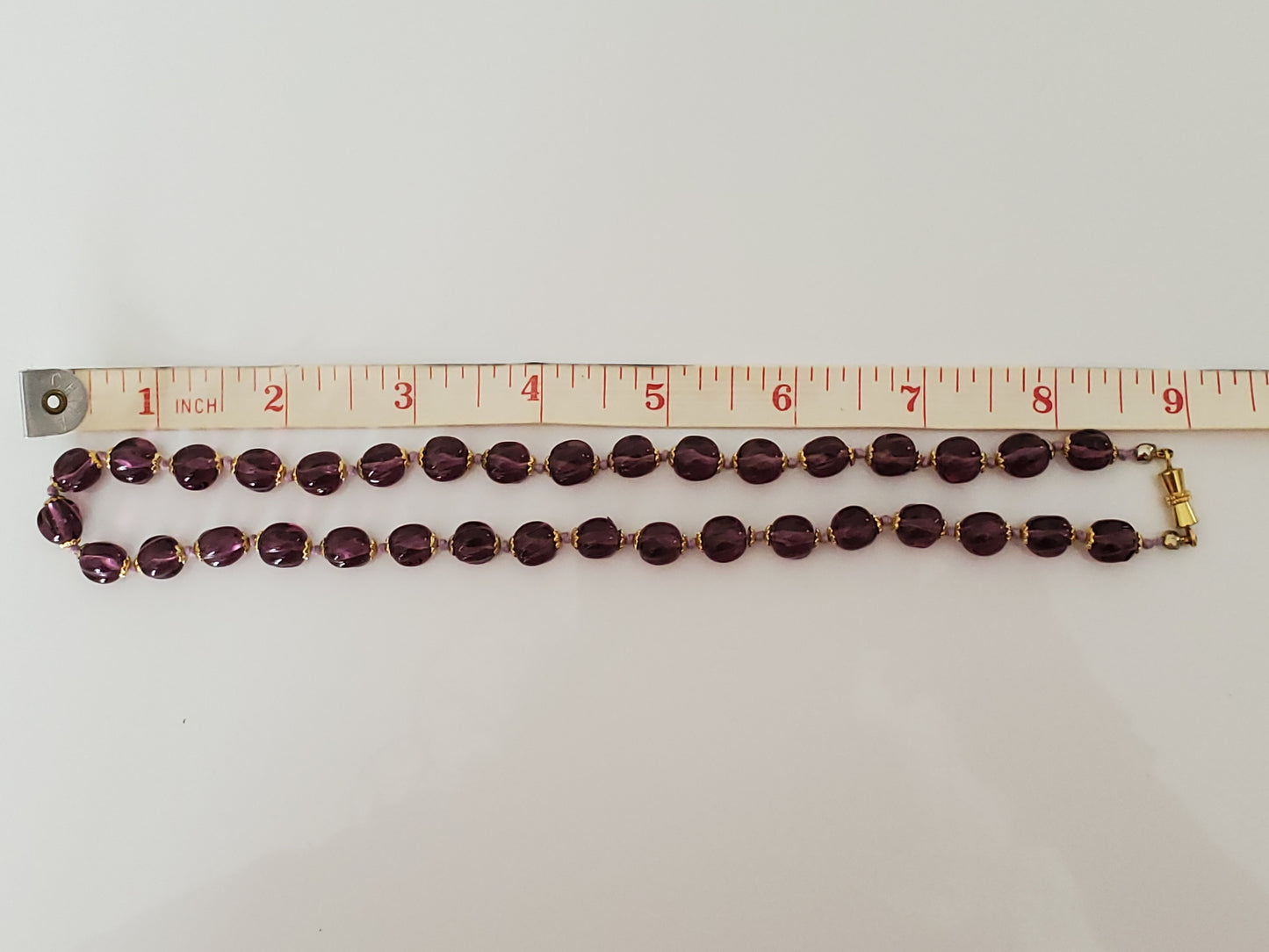 Vintage Purple Glass Knotted Bead Necklace