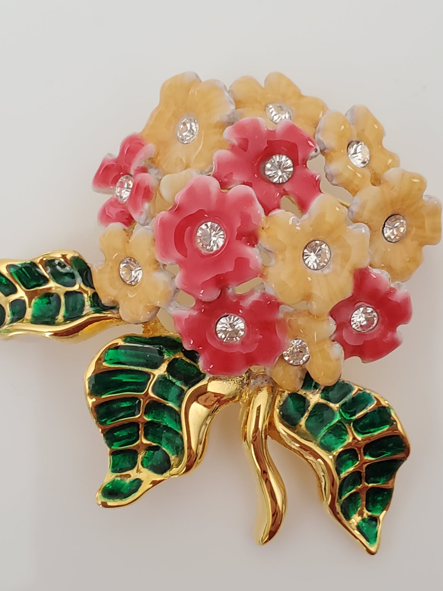 Vintage Joan Rivers Pink and Yellow Floral Bouquet Pin Brooch