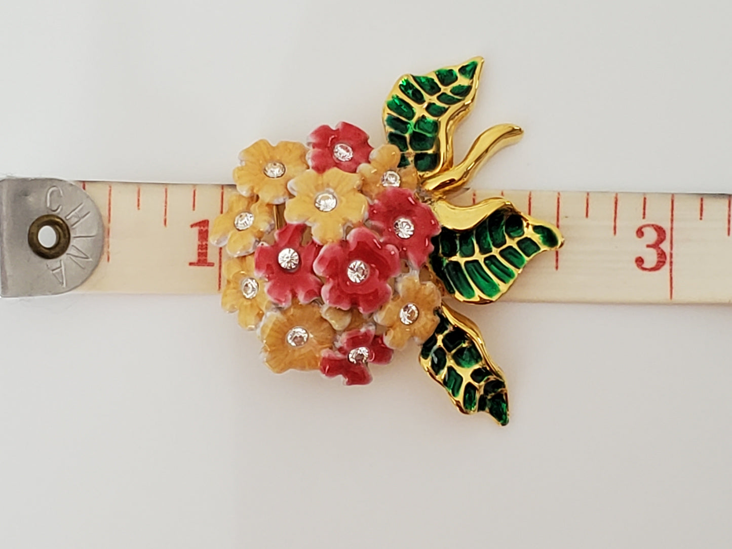Vintage Joan Rivers Pink and Yellow Floral Bouquet Pin Brooch