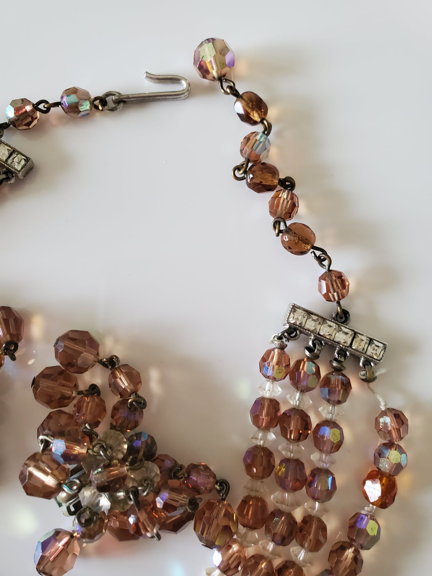 Vintage AB Tan Bead Necklace and Earring Set