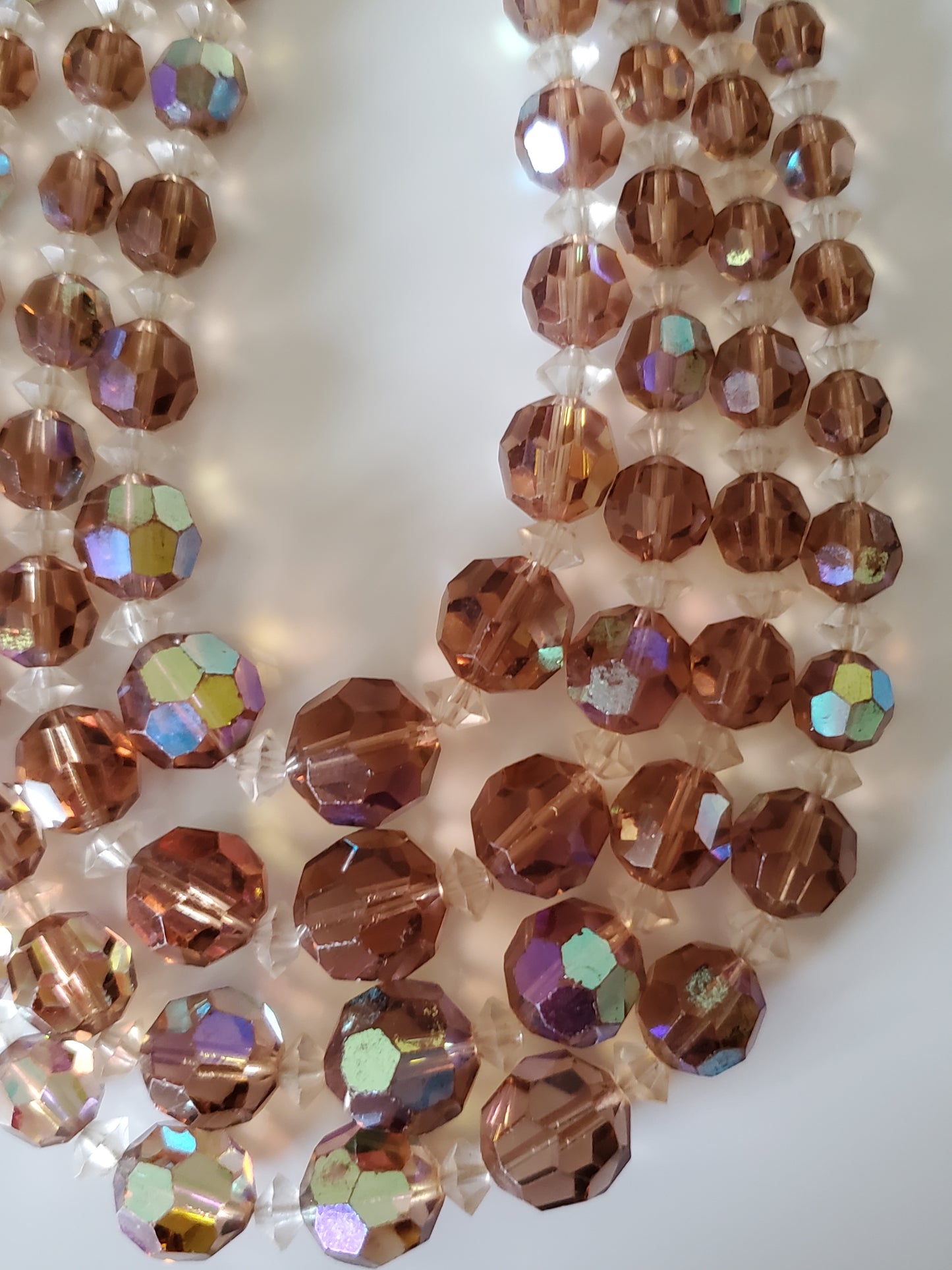 Vintage AB Tan Bead Necklace and Earring Set