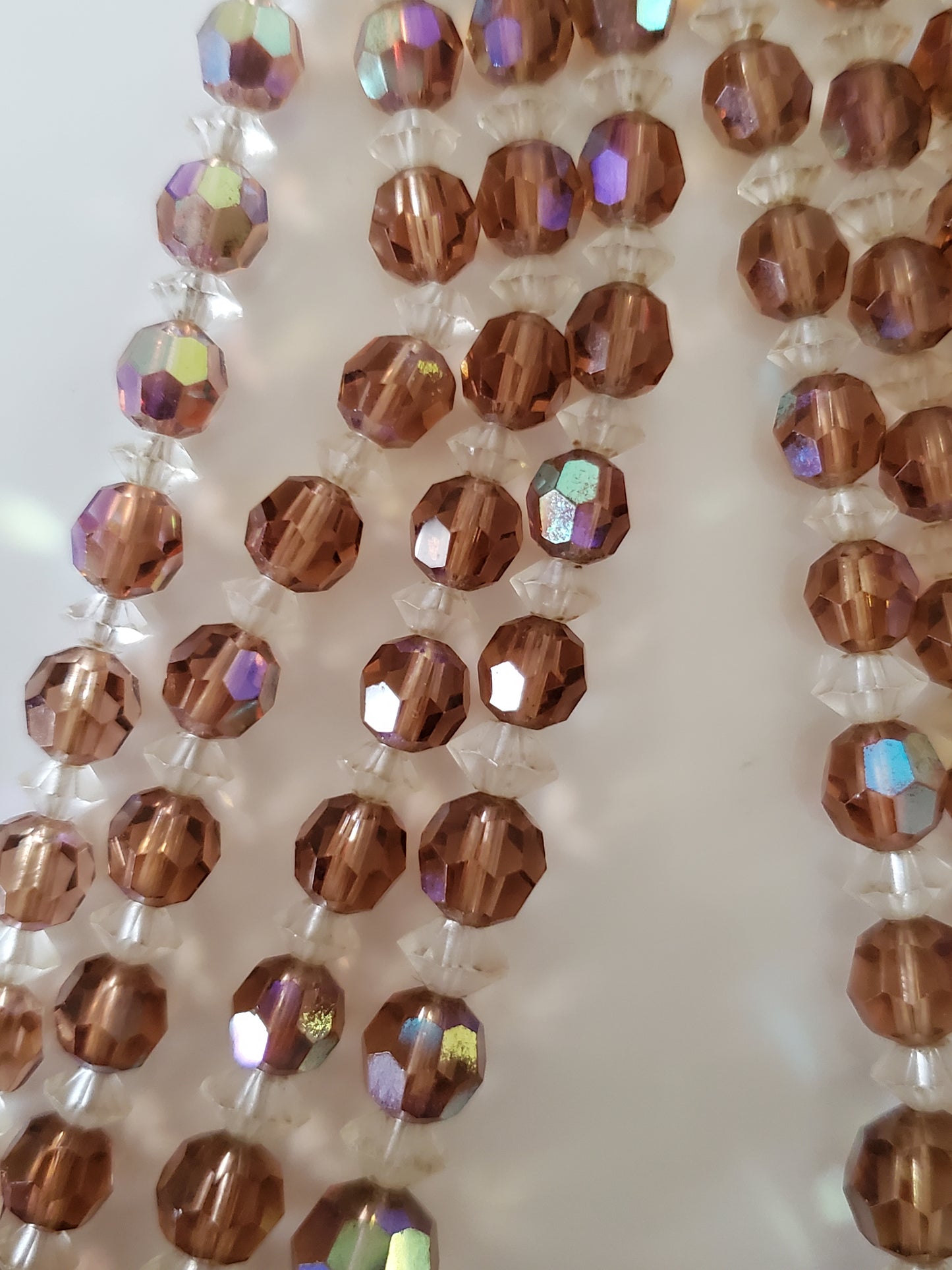Vintage AB Tan Bead Necklace and Earring Set