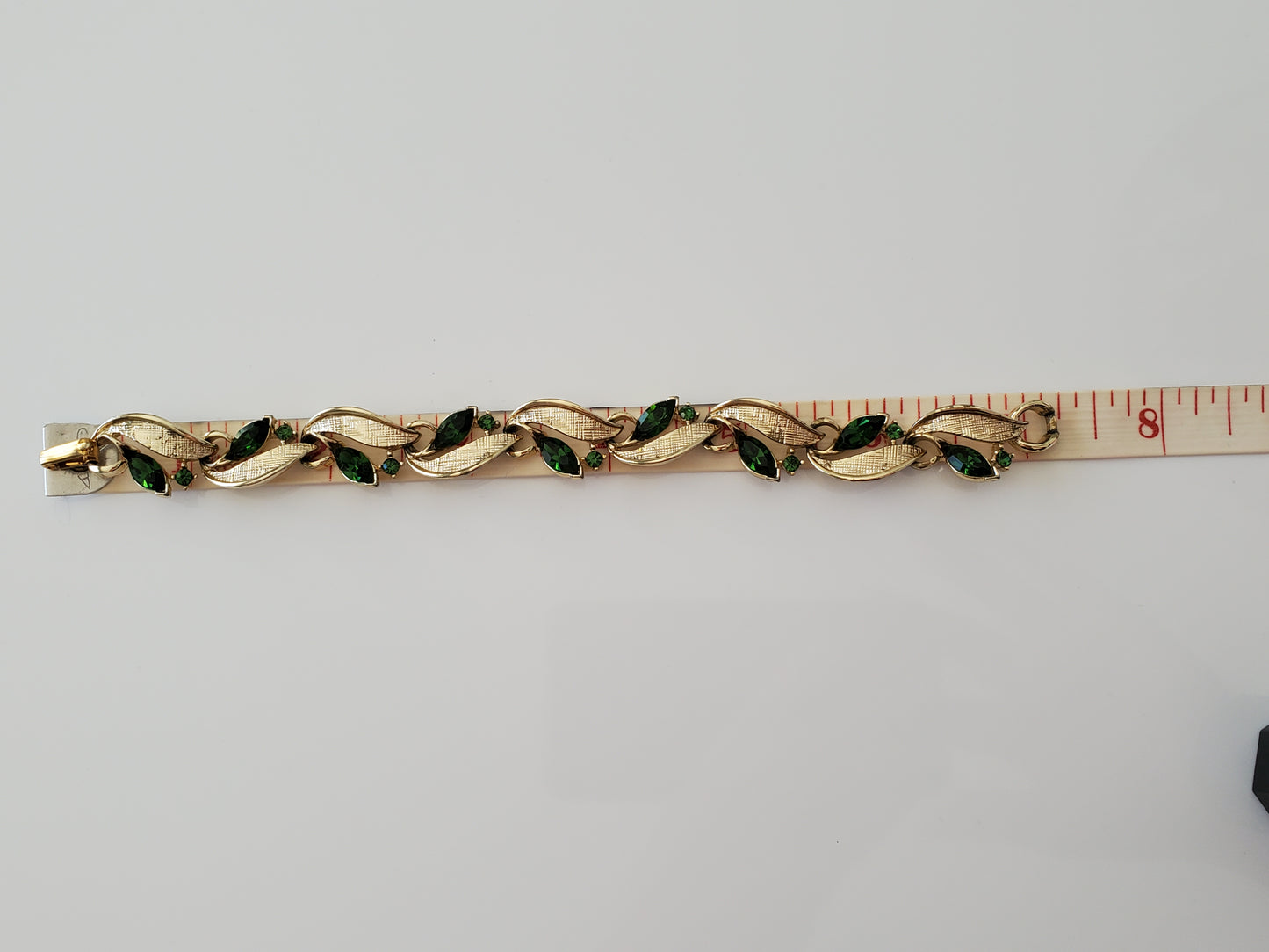 Vintage Green Rhinestone Lisner Designer Bracelet