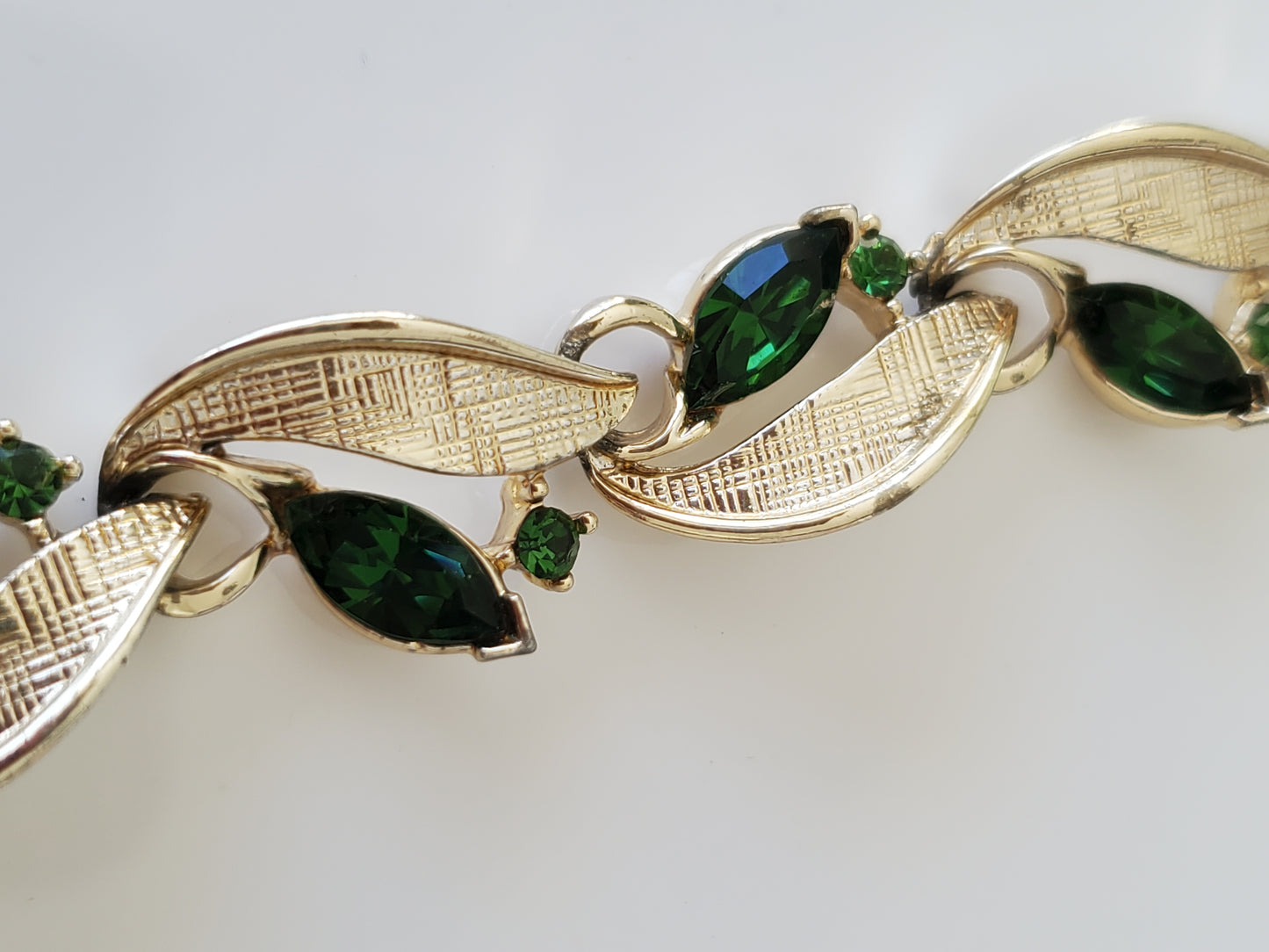 Vintage Green Rhinestone Lisner Designer Bracelet
