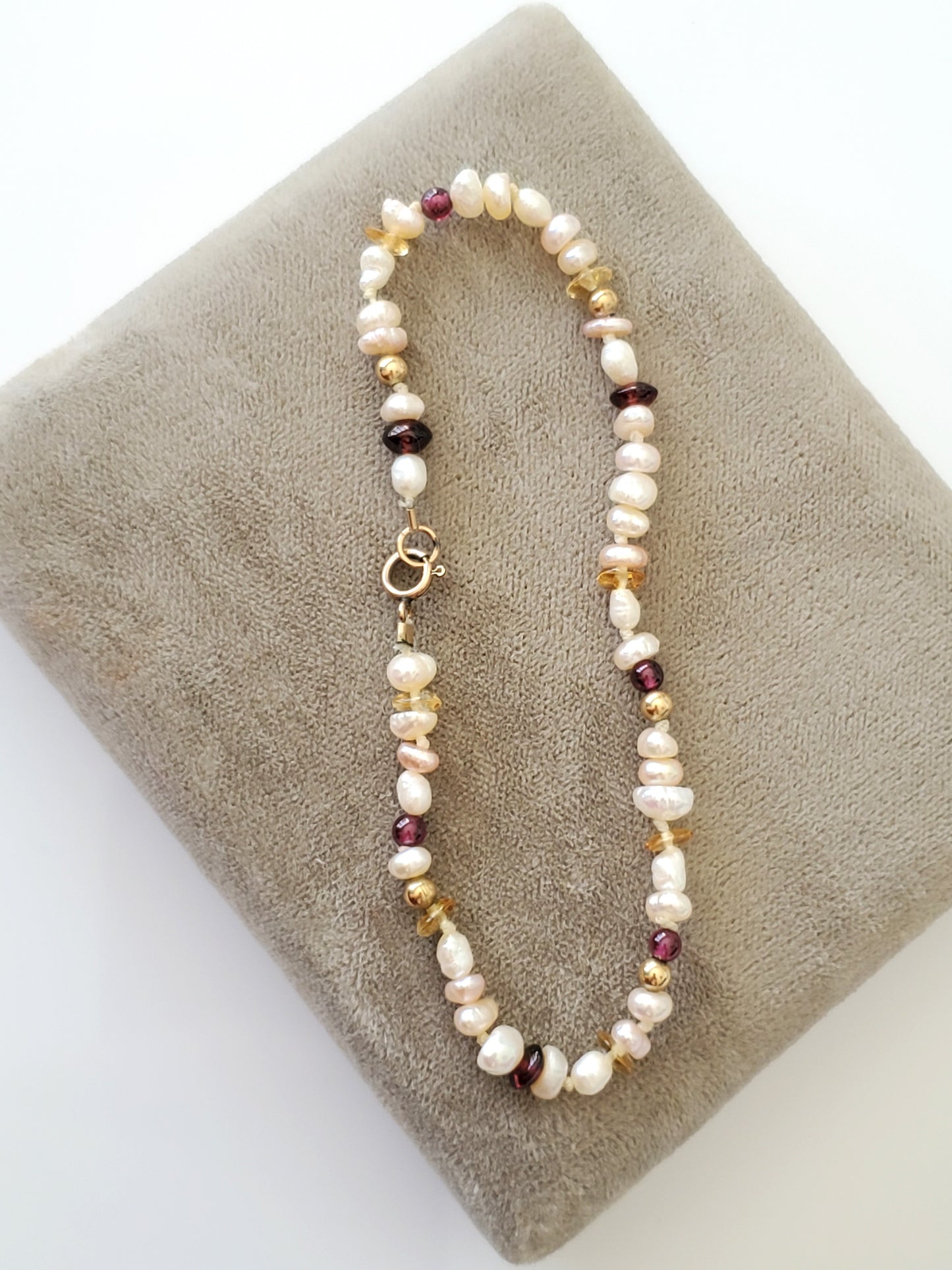 Vintage Freshwater Seed Pearl with Beads and Gold-fill clasp
