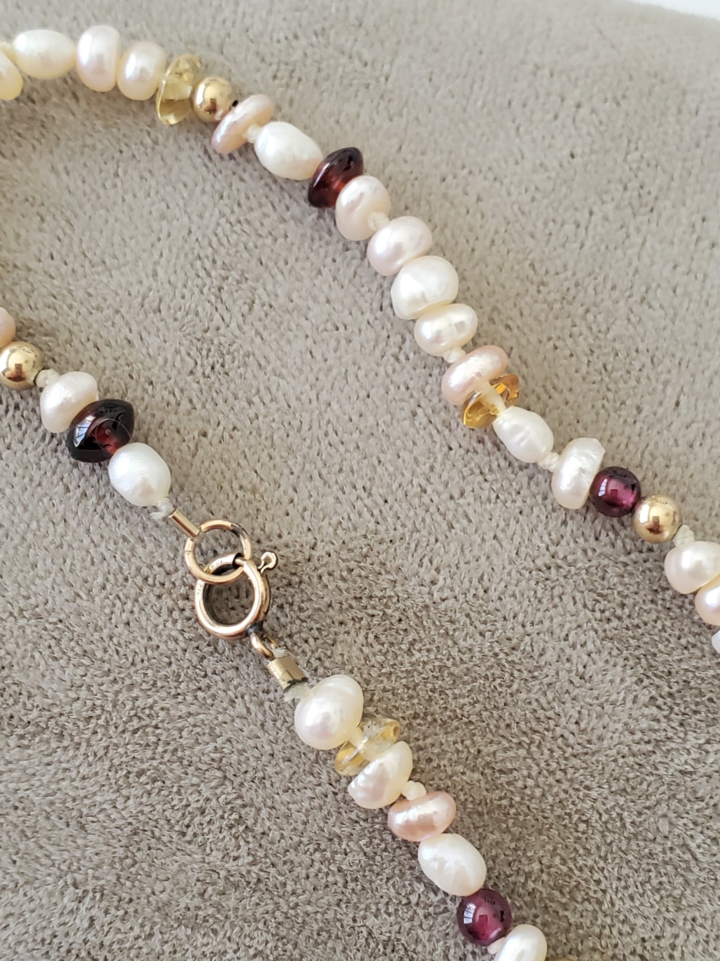 Vintage Freshwater Seed Pearl with Beads and Gold-fill clasp