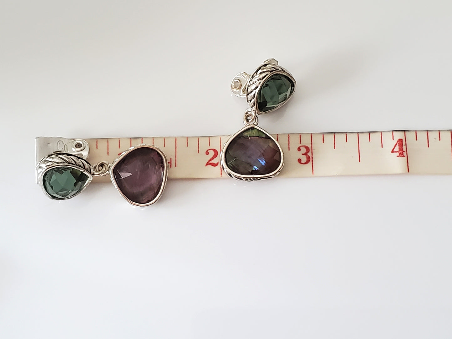 Vintage Napier Designer Pink and Smokey Gray Crystal Clip On Earrings