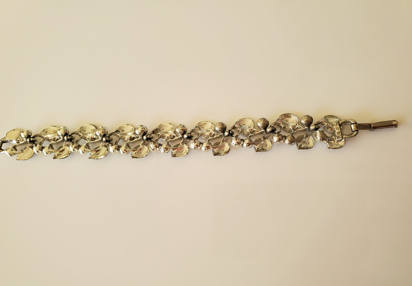 Vintage 1960s BSK AB Clear Rhinestone Floral Bracelet